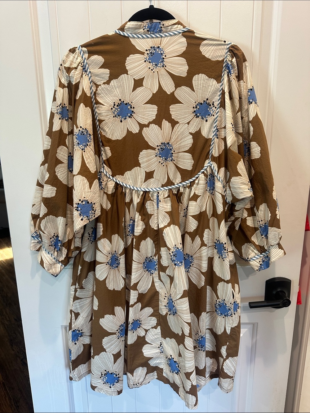 entro Brown Floral Mini Dress with White & Blue Blooms - Picture 5 of 5